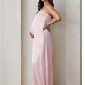 Elegant Pink Strapless Maternity Dress